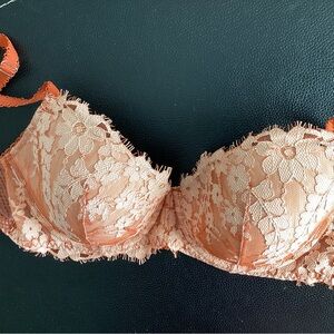 Victoria's Secret Lace Balconette Bra in peachy orange
